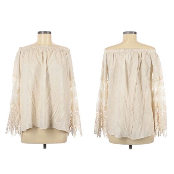 HUMMINGBIRD Lace Embroidered Off Shoulder Top M - Picture 8 of 8